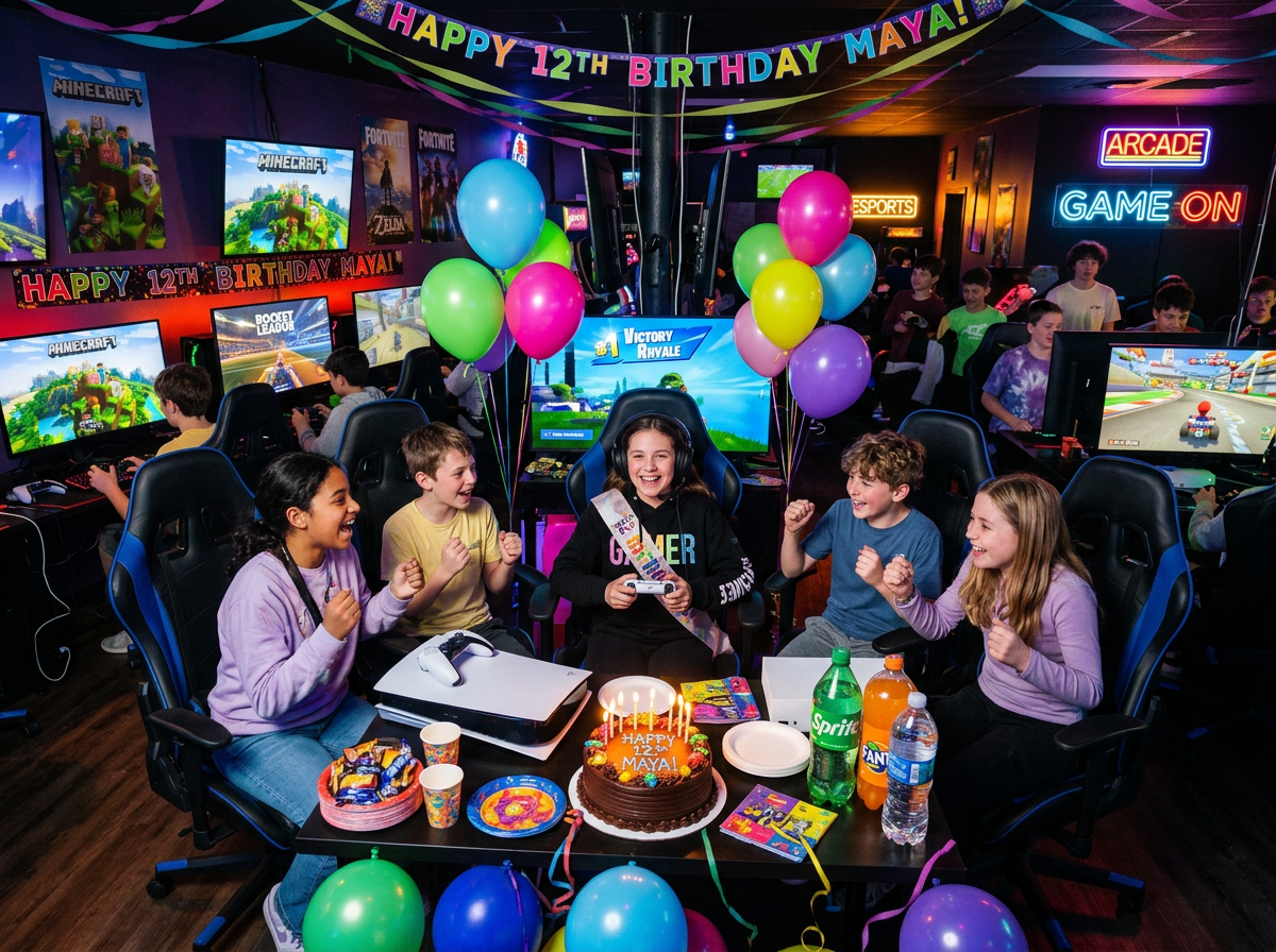 Fiesta de cumpleaños en café de videojuegos OyunZone